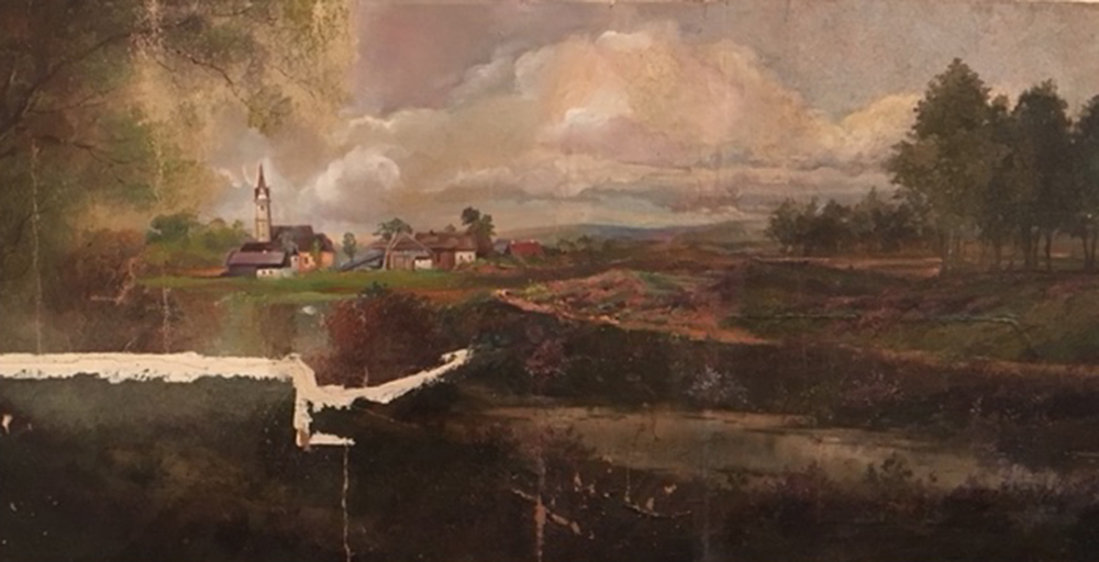 damaged painting landscape